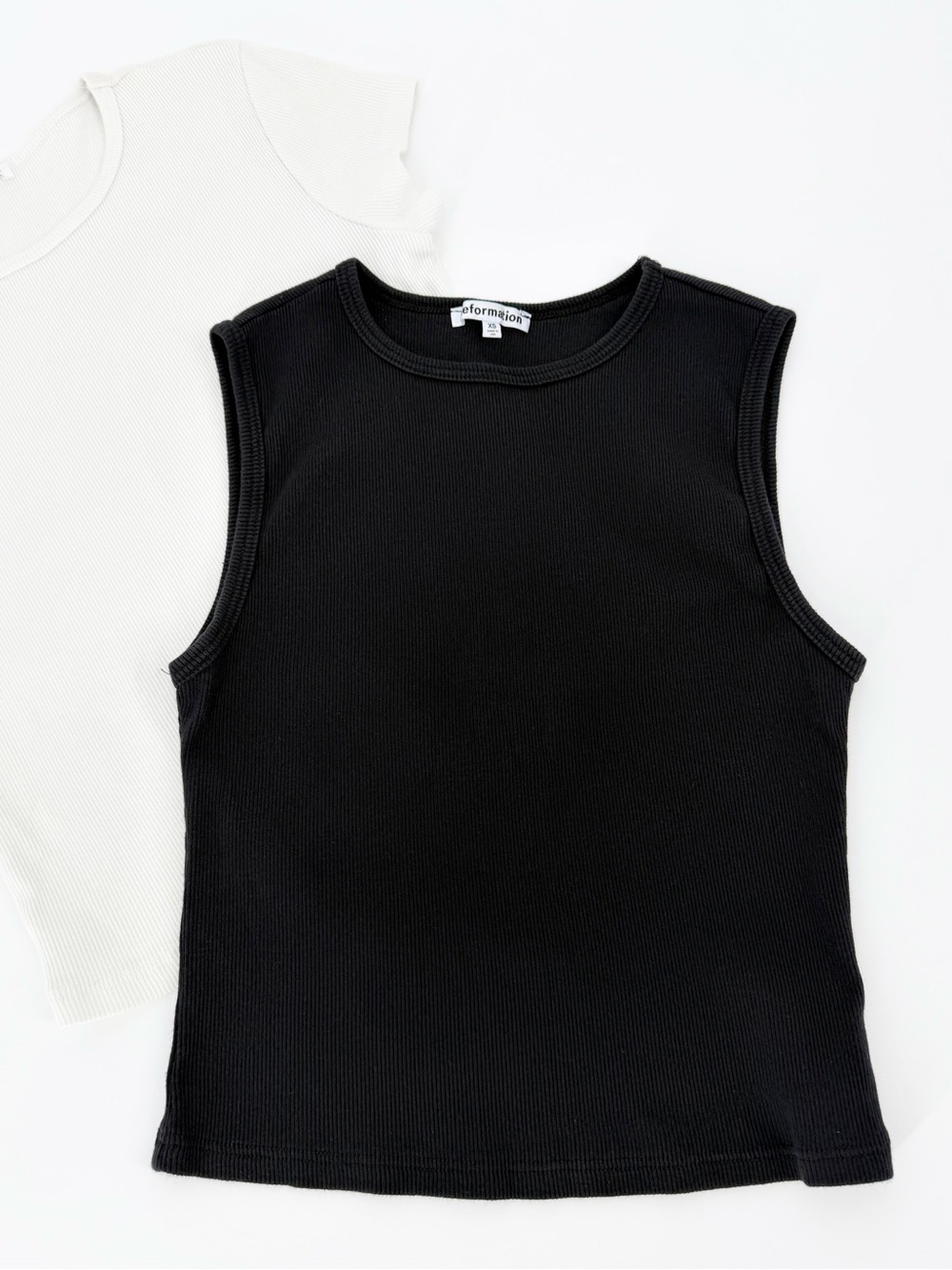 Reformation set of 2 shirts tank top and short sleeve black white - Picture 2 of 9